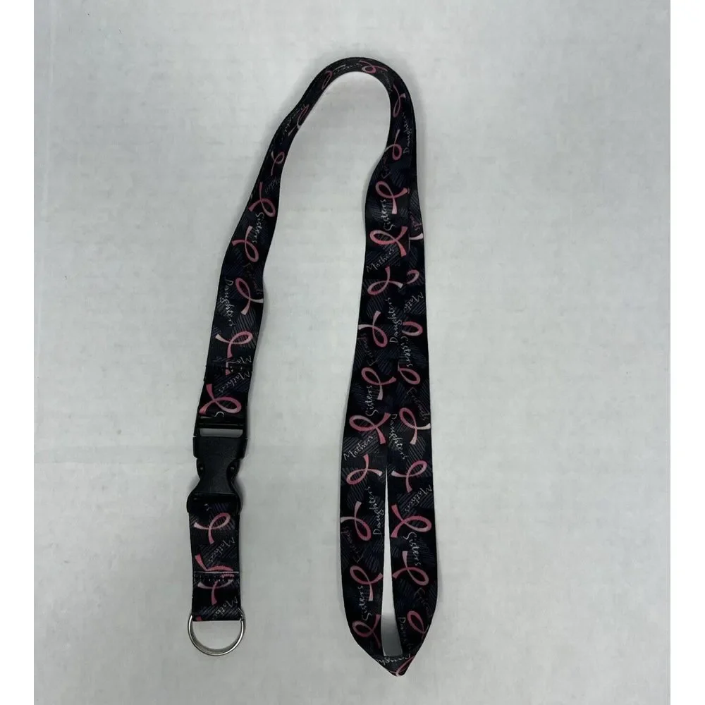 Breast Cancer Awareness Lanyard Pink Ribbon Detachable Sisters Friends‎ Daughter